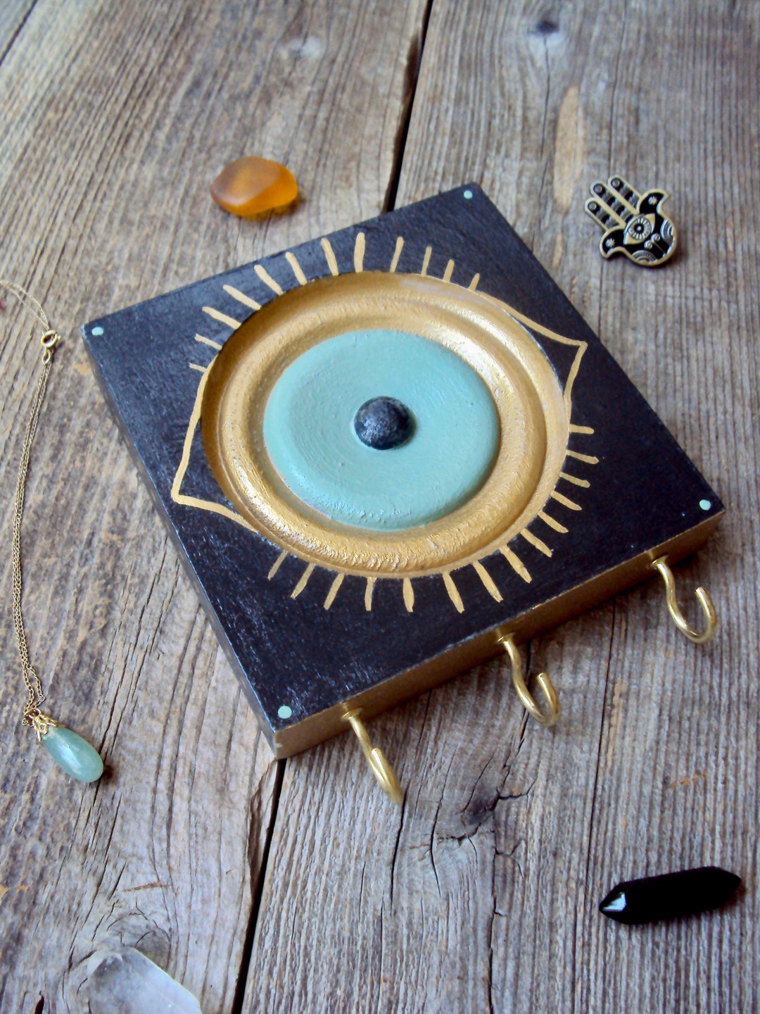 Evil Eye Jewelry Hanger Art Deco Key Rack Hook Contemporary Bohemian ...