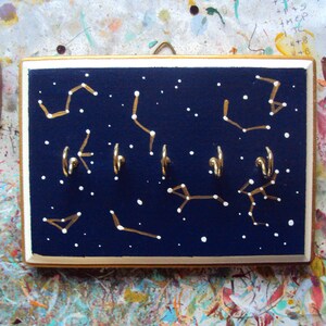 Constellation Wall Art Jewelry Display Astrology Wall Decor Celestial Sky Jewelry Organizer Star Map Necklace Holder Hanger Decoration Rectangle