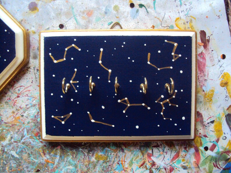 Constellation Wall Art Jewelry Display Astrology Wall Decor Celestial Sky Jewelry Organizer Star Map Necklace Holder Hanger Decoration Rectangle