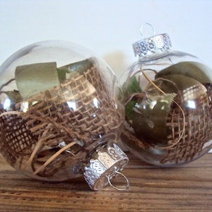 Holiday Burlap Ball Ornaments - Rustic Farmhouse Shatterproof Christmas Decorations - Hanging Nature Baubles - Natural Woodland Yule Decor