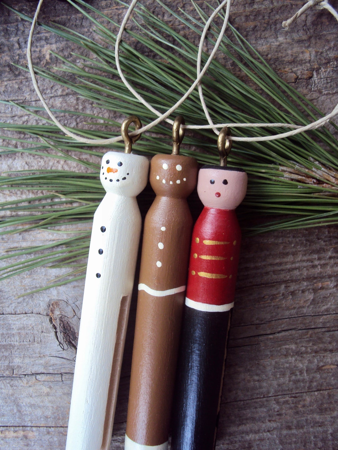 Set of 3 Christmas Tree Ornaments Traditional Folk Art - Etsy