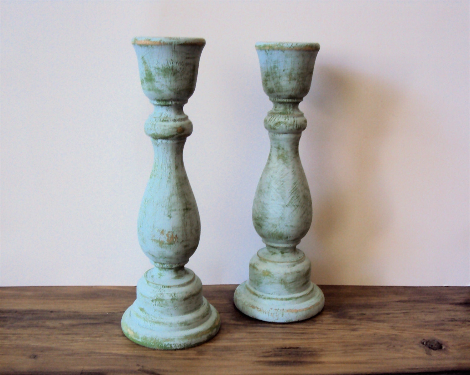 Distressed Wooden Candle Holders Set of 6 Shabby Etsy