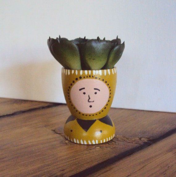 Handpainted Cactus Face Pot Minimalist Windowsill Decor Etsy