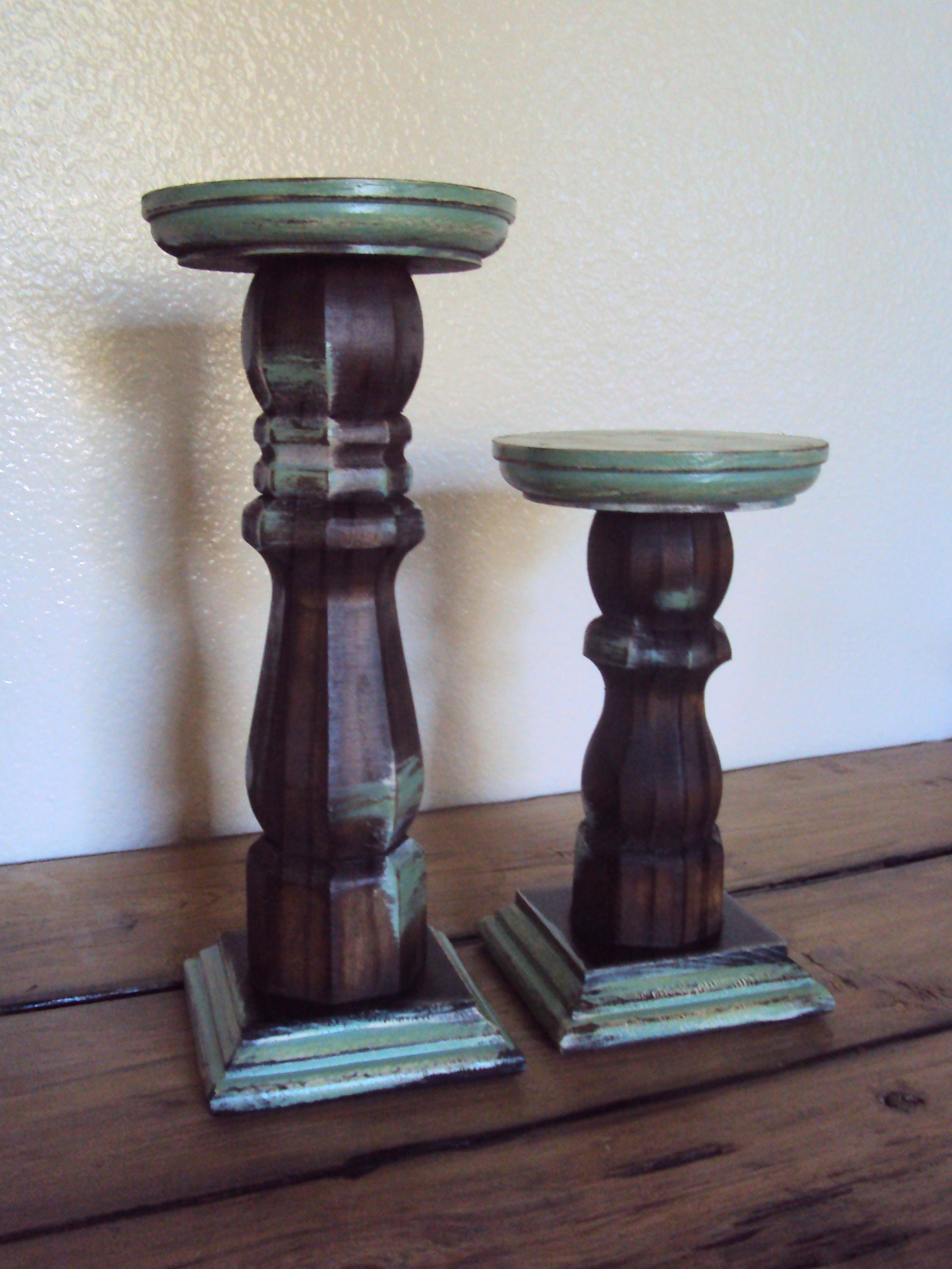 Tres soportes de vela de pilar rústico titulares de velas | Etsy