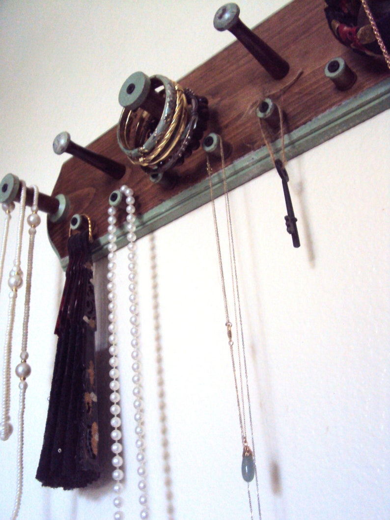 Wood Spool Jewelry Rack Bohemian Entryway Key Holder - Etsy