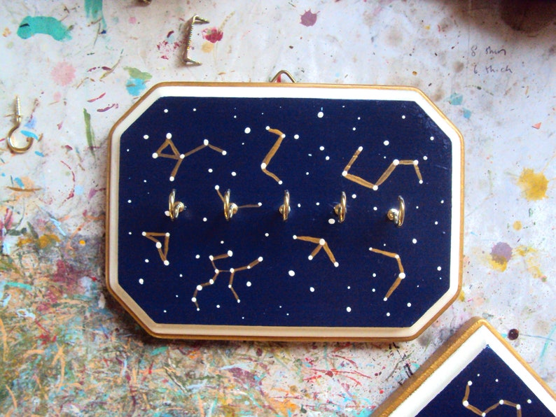 Constellation Wall Art Jewelry Display Astrology Wall Decor Celestial Sky Jewelry Organizer Star Map Necklace Holder Hanger Decoration Octagon