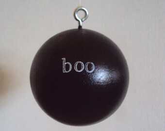 Boo Ornament - Halloween Hostess Gift - Minimalist Fall Decor - Black & White Bauble - Hanging Halloween Party Decoration - Indoor Decor