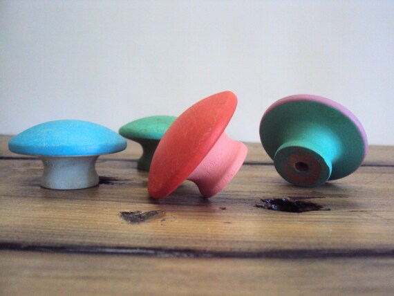 Set Of 4 Bohemian Furniture Knobs Wooden Dresser Drawer Knob Etsy