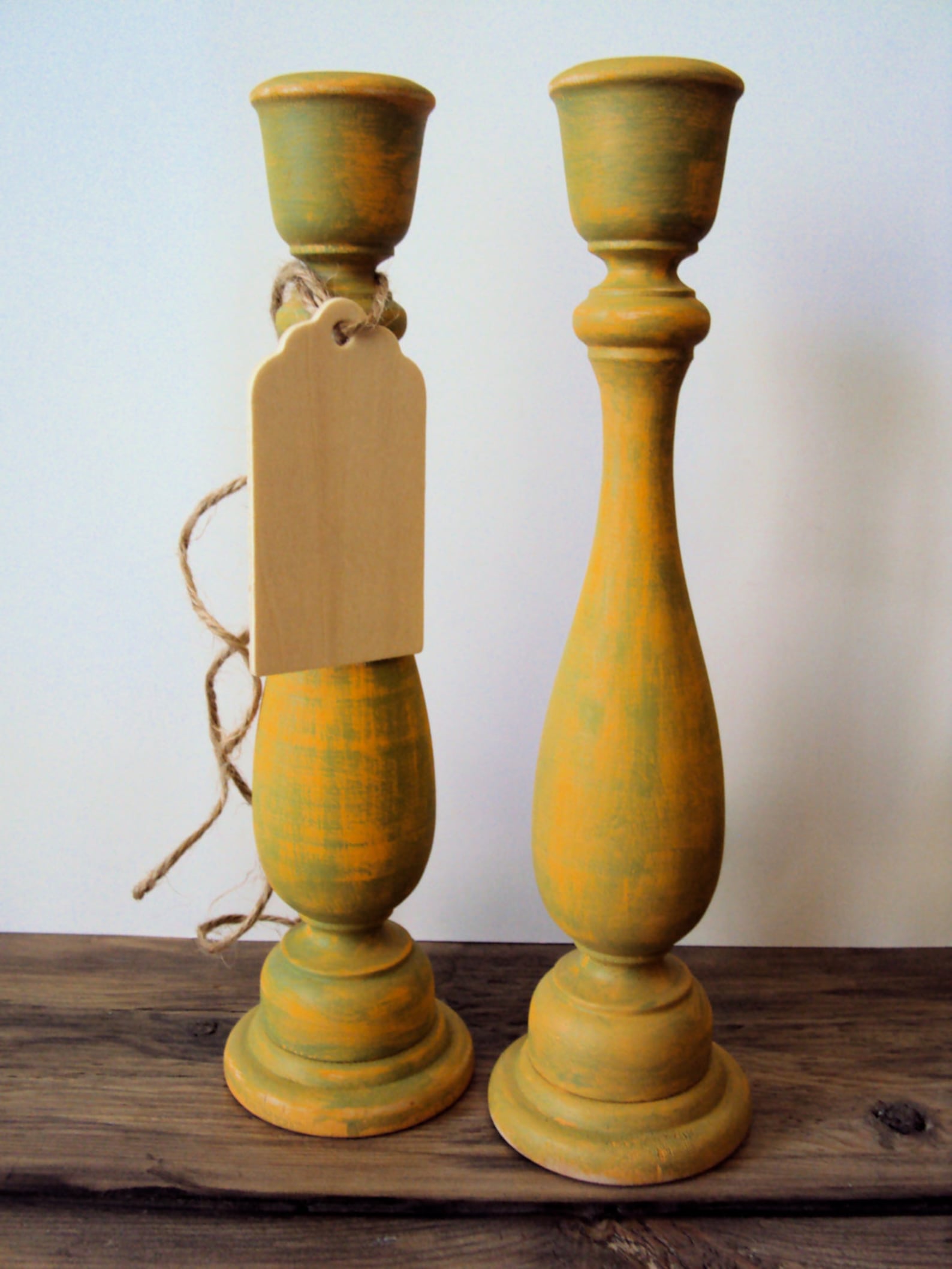 Distressed Wooden Candle Holders Set of 6 Shabby Etsy