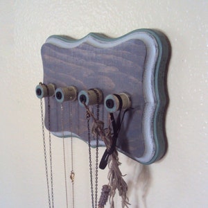 Farmhouse Necklace Holder - Cottagecore Jewelry Hanger - Shabby Herb Drying Rack - Primitive Cottage Chic Wall Decor - Granny Chic Spool Art