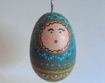 Colorful Matryoshka Easter Ornament - Bright Folk Art Babushka - Christmas Holiday Nesting Doll Decoration - Bohemian Russian Pysanky Egg