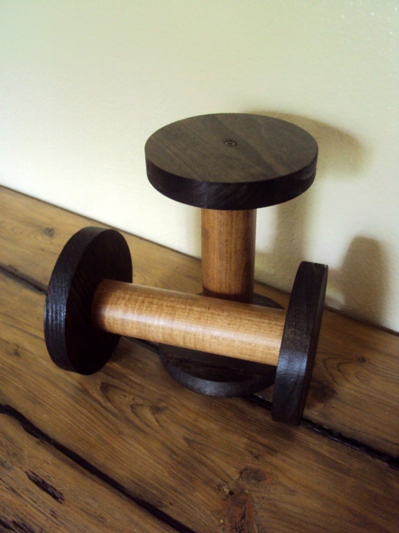 Two Industrial Wooden Spool Candle Stands Rustic Farmhouse Etsy