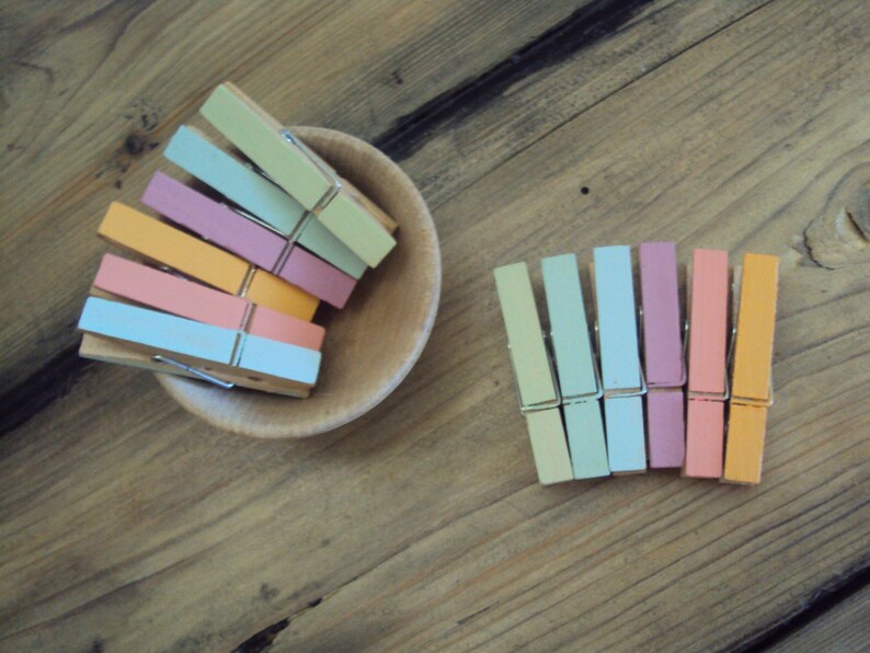 Set of 6 Small Colored Clothespins Pastel Mini Clothes Pins Etsy