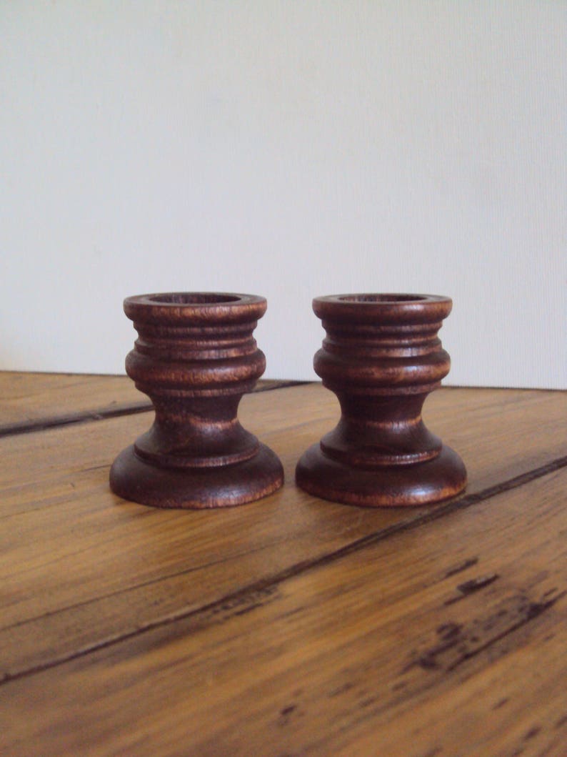 Rustic Candle Holders Farmhouse Decor Small Coffee Brown Etsy