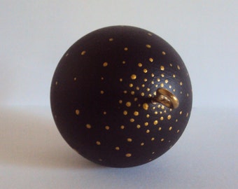 Speckled Black & Gold Scatter Orb - Minimalist Holiday Decor - Modern Christmas Bauble - Polka Dot Ball Ornament