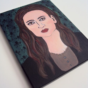 Portrait of A Strange Gothic Girl - Halloween Horror Decor - Victorian Gothic Wall Art - Dark Occult Decor - Original 9 x 12 Goth Painting