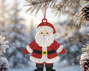 Santa Fsl Embroidery Design , Christmas Lace Ornament , Machine Embroidery , Holiday Ornament, Santa Lace , DST PES JEF ( Instant Download )