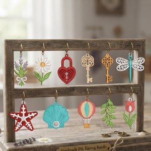 Mini FSL Earrings Embroidery Bundle, 11 Lace Earring Designs, Floral Earrings, Machine Embroidery Files ( Instant Download )