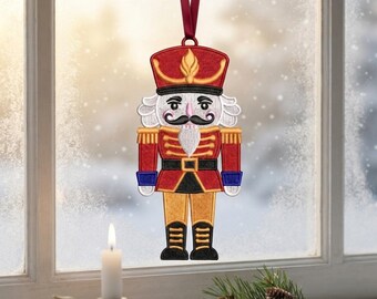 Christmas Nutcracker Drum FSL Machine Embroidery Pattern, Freestanding Lace Ornament, Holiday Tree Decor, 7 Sizes (Digital Download)