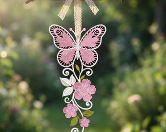 Butterfly Bookmark FSL Embroidery File, Floral Lace Bookmark Pattern, Machine Embroidery Digital Download, Butterfly Gift for Book Lovers