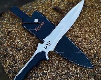 RE4 Jack Krauser mes replica: Roestvrijstalen mes met doorlopende tang en leren schede