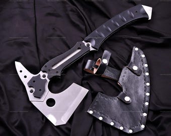 Hache réplique entièrement fonctionnelle de Leon Kennedy (Resident Evil), idéale pour le camping. Cadeau pour garçon d'honneur (Resident Evil 9 Requiem Tomahawk), cadeau d'anniversaire pour homme.
