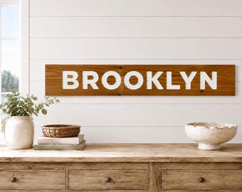 Brooklyn Carved Reclaimed Wood Sign, NYC decor, Apartment, Loft, New Home Gift, Rustic, Birthday