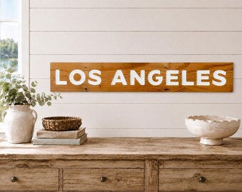 Los Angeles Carved Reclaimed Wood Sign, California, City, Rustic, Decor, Housewarming Gift, Birthday