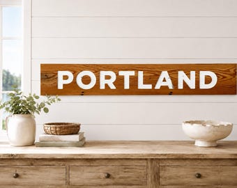Portland Carved Reclaimed Wood Sign, Rustic, Farmhouse, PNW Home Decor, New Home Gift, Birthday