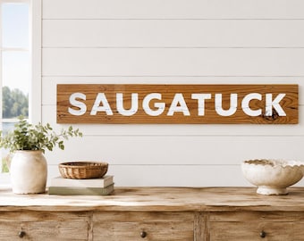 Saugatuck Carved Reclaimed Wood Sign, Beach House, Housewarming, Cottage, Home Gift, Birthday, Michigan Decor