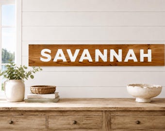 Savannah Carved Reclaimed Wood Sign, Southern Home Décor, Georgia, Gift, Birthday, Rustic, Farmhouse