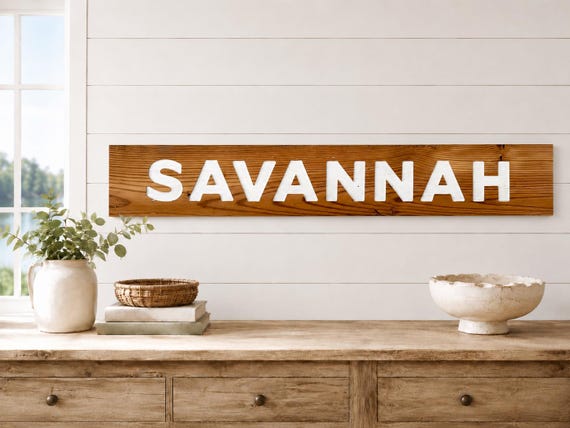 Savannah Carved Reclaimed Wood Sign, Southern Home Décor, Georgia, Gift, Birthday, Rustic, Farmhouse