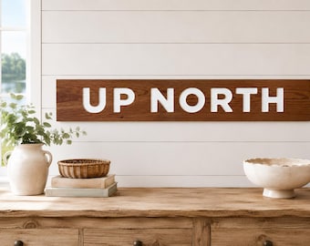 Up North, Michigan Carved Reclaimed Wood Sign, Lake House, Cottage, Northern Decor, Wedding, Gift