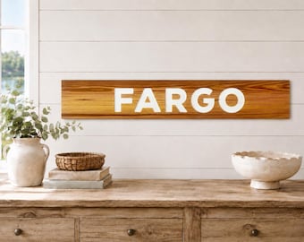 Fargo Carved Reclaimed Wood Sign, North Dakota Home Decor, NDSU Gift, Birthday, Rustic, Farmhouse