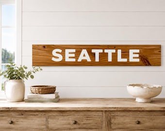Seattle Carved Reclaimed Wood Sign, Rustic, Farmhouse, Loft, PNW Home Decor, New Home Gift