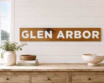 Glen Arbor Carved Reclaimed Wood Sign, Lake House, Cottage, Sleeping Bear Dunes, Home Gift