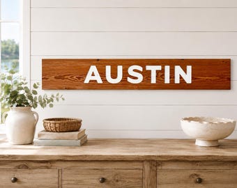 Austin Carved Reclaimed Wood Sign, Texas Home Decor, Apartment, New Home Gift, Birthday, Rustic