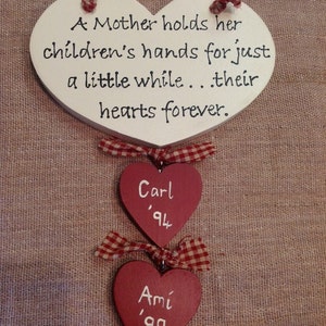 Personalised Mothers Heart-Children's Names Birthdays-Mothers Day Gift image 2