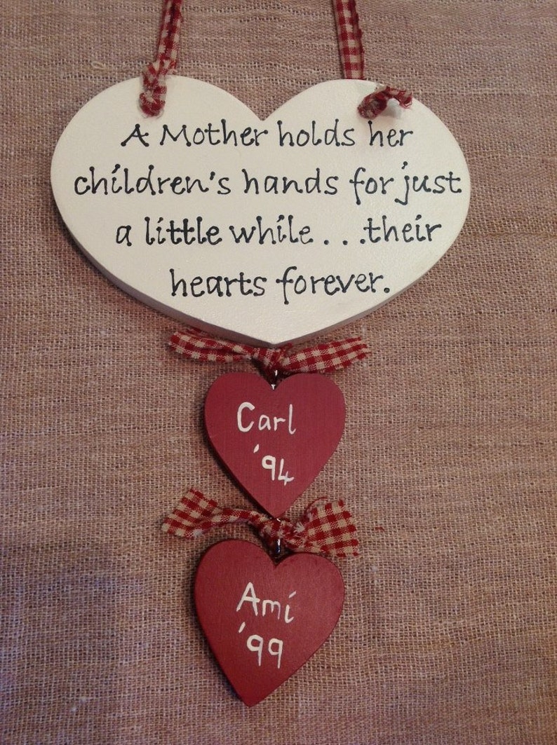 Personalised Mothers Heart-Children's Names Birthdays-Mothers Day Gift image 2