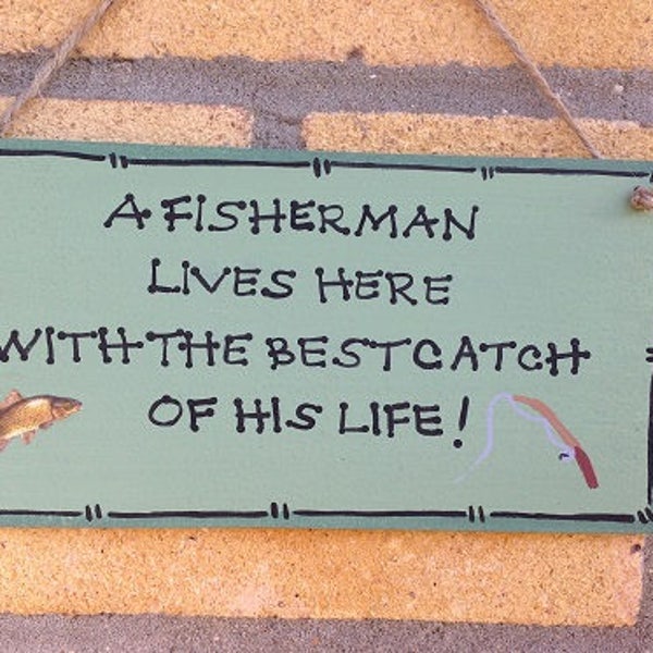 Fisherman Fishing Funny Sign Plaque Handmade Wood Wall Hanging