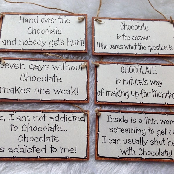 Plaque en chocolat avec citation humoristique drôle, cadeau fait main en bois