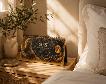Moon Whisper Zodiac Desk Calendar | 2027 Astrology Lunar Planner