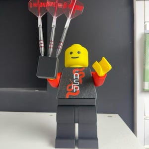 3d Brick Man Dark Arrow Holder and Organizer, Unique Building Block Game Display