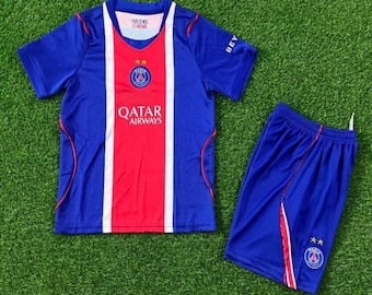 PSG Kids Soccer Jersey & Shorts Set | Youth Football Kit | Paris Fan Outfit | Gift for Boys and Girls