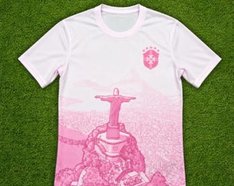 Camiseta de fútbol rosa/verde de Brasil | Camiseta de fútbol personalizada – Concept Football Kit