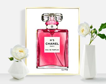 Coco Chanel Perfume Logo Print Digital Fashion Illustration Etsy