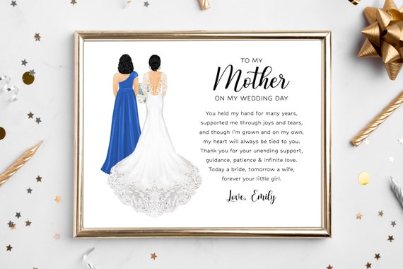 Personalized Bride and Mother Portrait Art PRINT Mother of Bride Custom  Wedding Art, Marriage Gift, Mom and Daughter Drawing, Quote Art