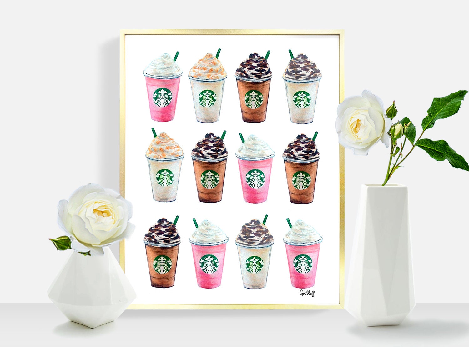 Starbucks Coffee Addict PRINT Wall Art Fashion Etsy