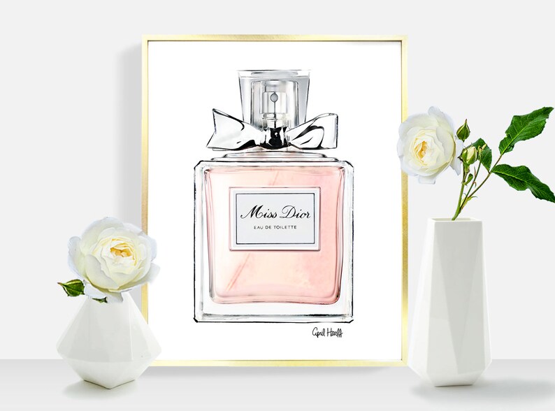 Pink Miss Dior Perfume Print Watercolor Wall Art Fashion Etsy