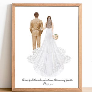 Personalized Bride and Dad Portrait Art PRINT | Father of the Bride Custom Wedding Art, Bride and Father Marriage Gift, Dad and Daughter